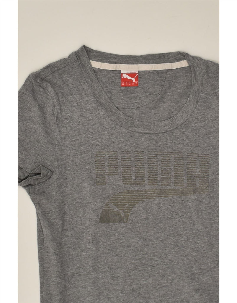 PUMA Womens Graphic T-Shirt Top UK 8 Small  Grey Cotton | Vintage Puma | Thrift | Second-Hand Puma | Used Clothing | Messina Hembry 