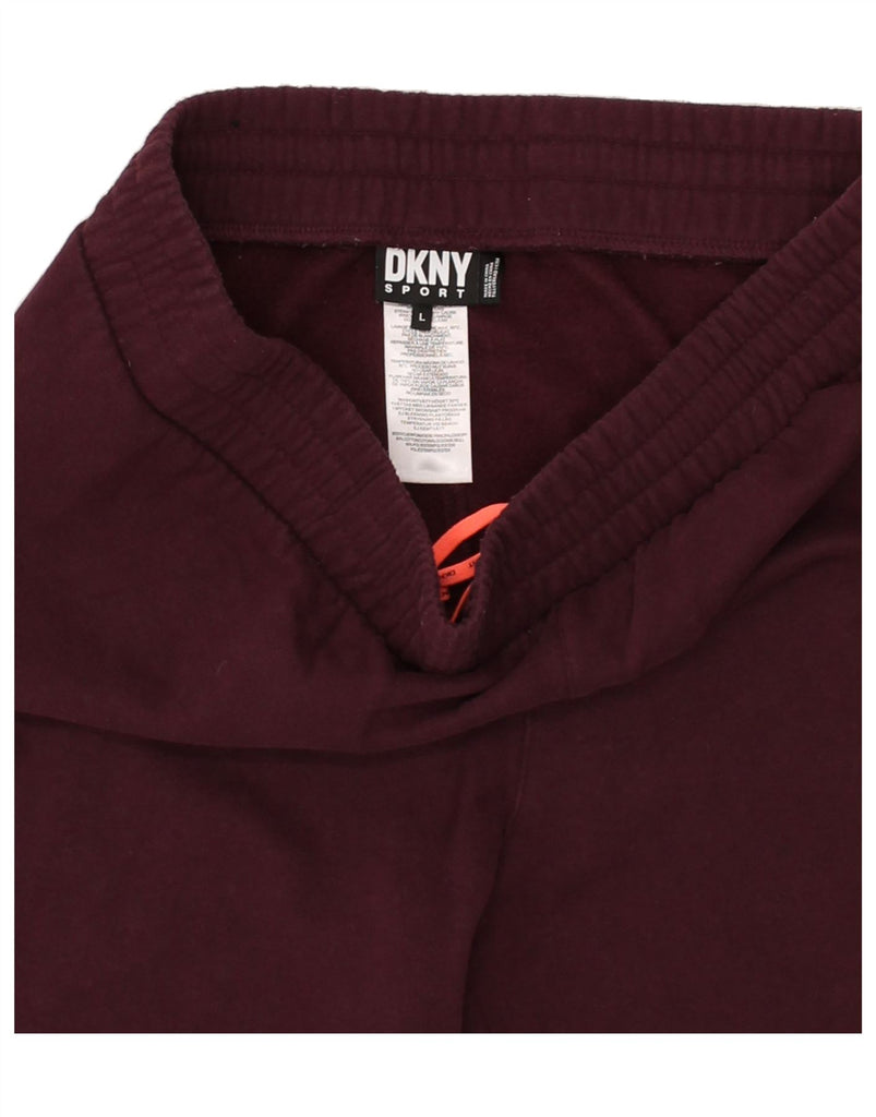 DKNY Womens Tracksuit Trousers Joggers UK 12 Large Burgundy Cotton | Vintage Dkny | Thrift | Second-Hand Dkny | Used Clothing | Messina Hembry 