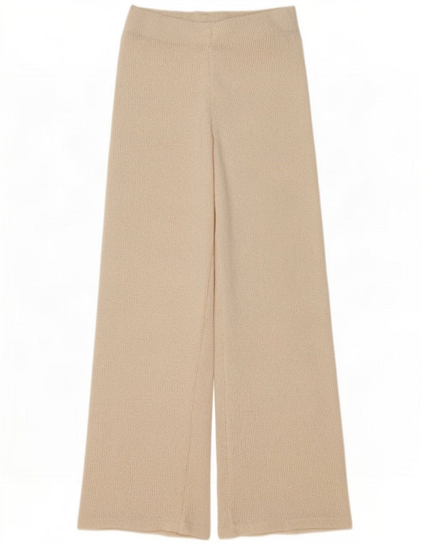 Zara Womens Knit Casual Trousers UK 8 Small W26 L28 Beige Polyester