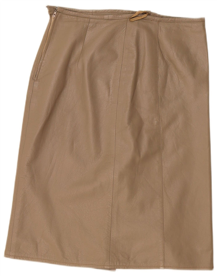 Vintage Womens Midi Skirt W34 Large Beige