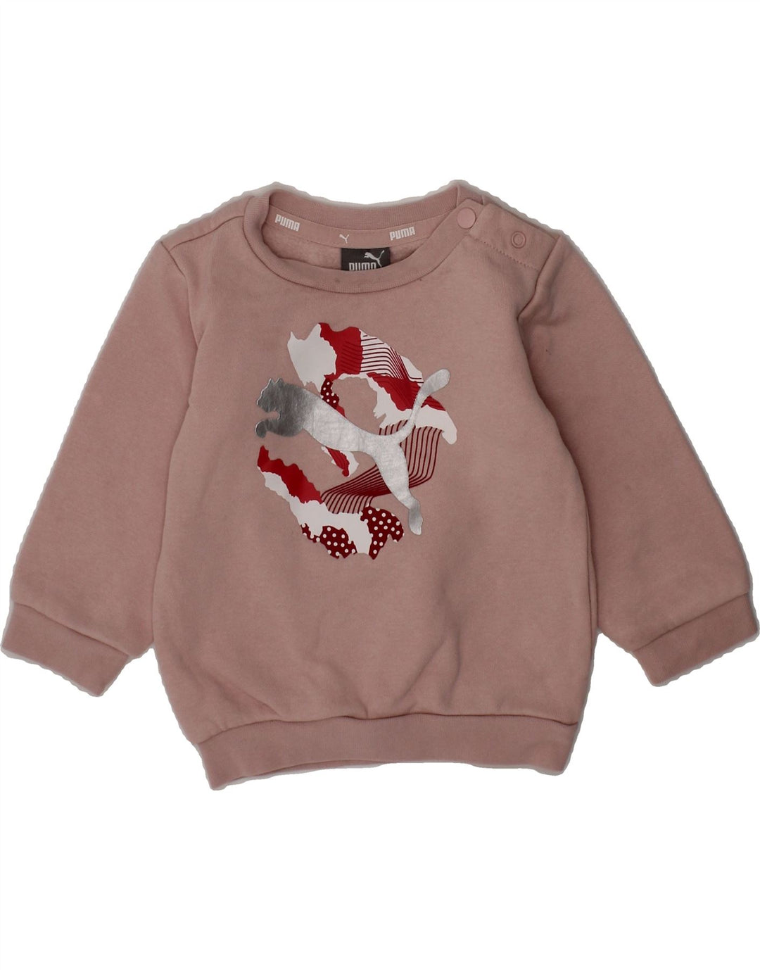 PUMA Baby Girls Graphic Sweatshirt Jumper 3-6 Months Pink Cotton Vintage Puma and Second-Hand Puma from Messina Hembry 