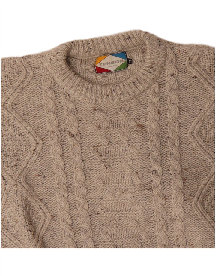 Tenson Mens Boat Neck Jumper Sweater 3XL Beige Flecked