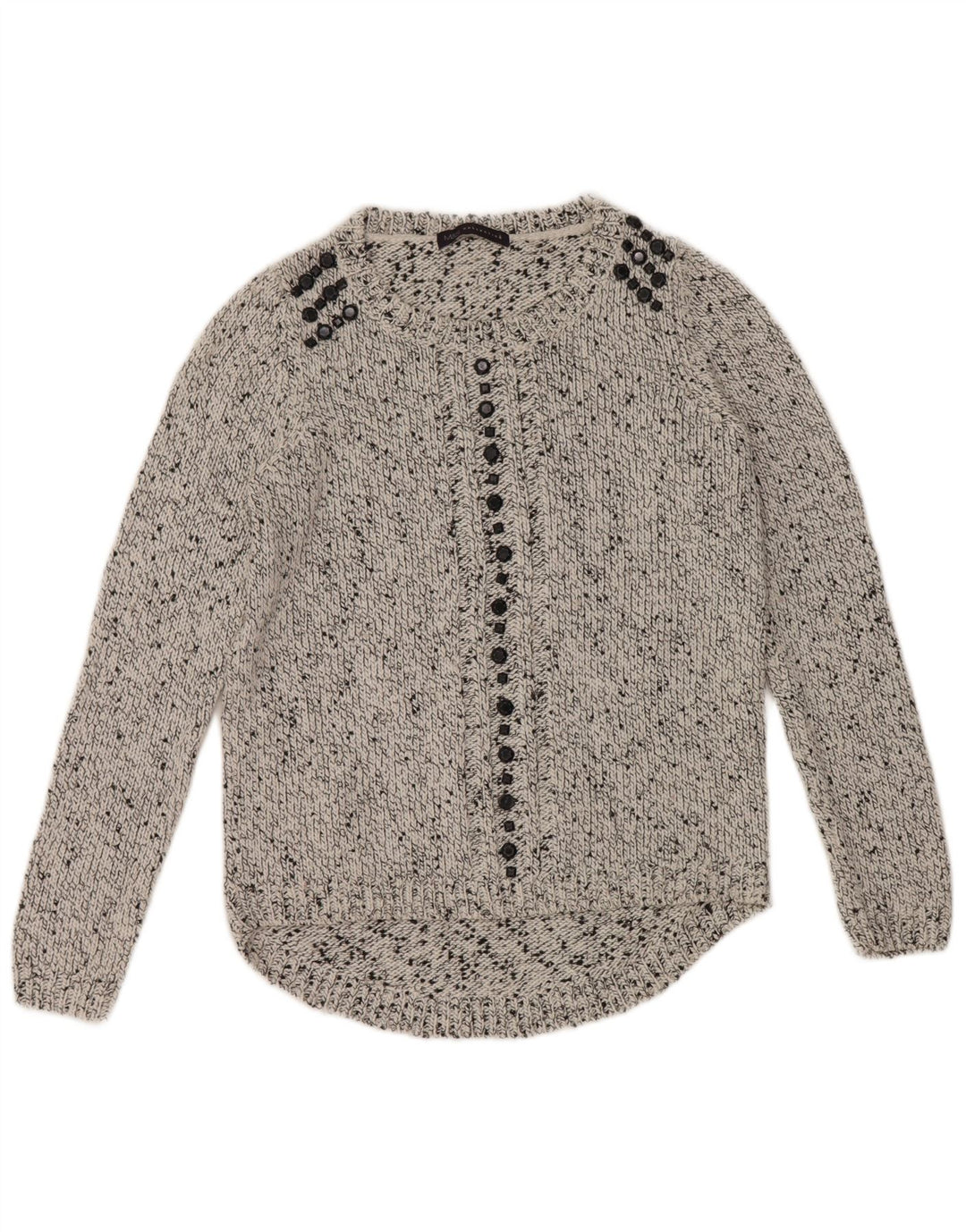 Marks & Spencer Womens Boat Neck Jumper Sweater UK 12 Medium Grey Flecked