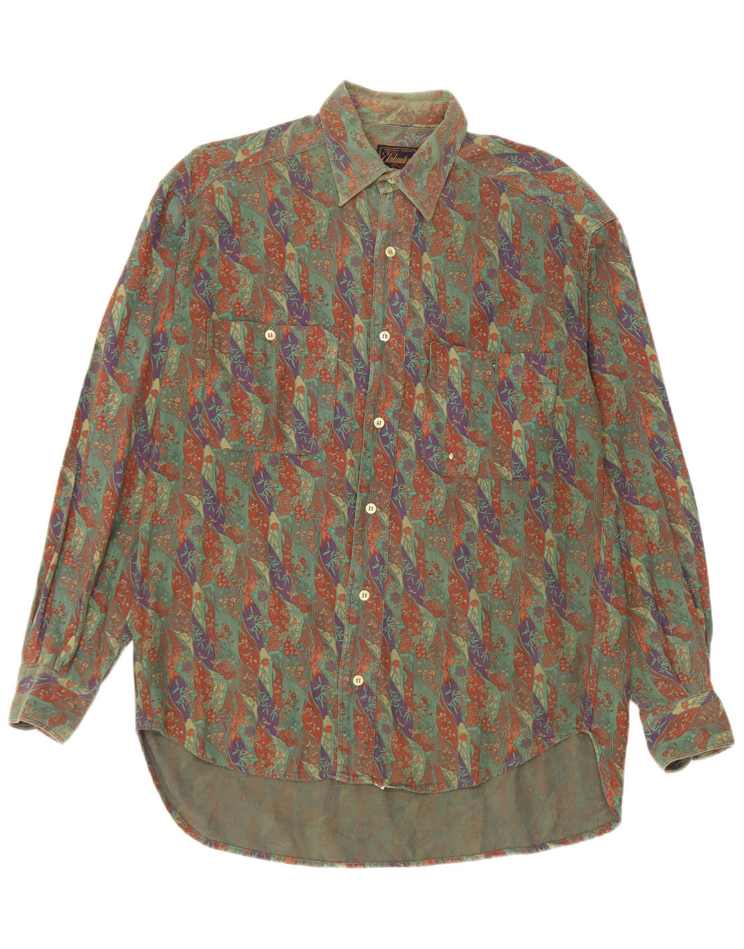Unlimited Mens Shirt Small Khaki Floral Cotton
