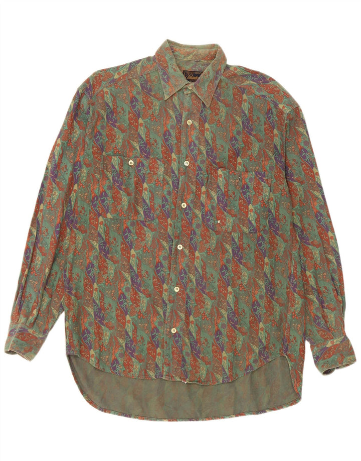 Unlimited Mens Shirt Small Khaki Floral Cotton