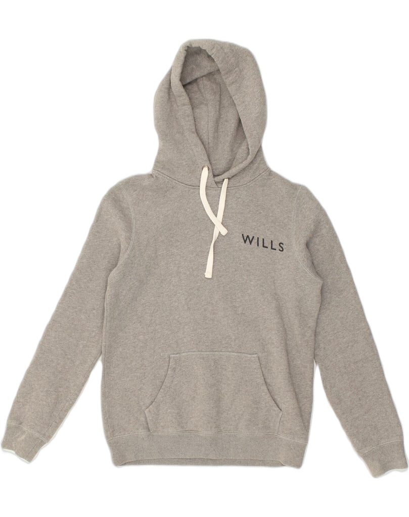 JACK WILLS Womens Graphic Hoodie Jumper UK 10 Small Grey Cotton | Vintage Jack Wills | Thrift | Second-Hand Jack Wills | Used Clothing | Messina Hembry 