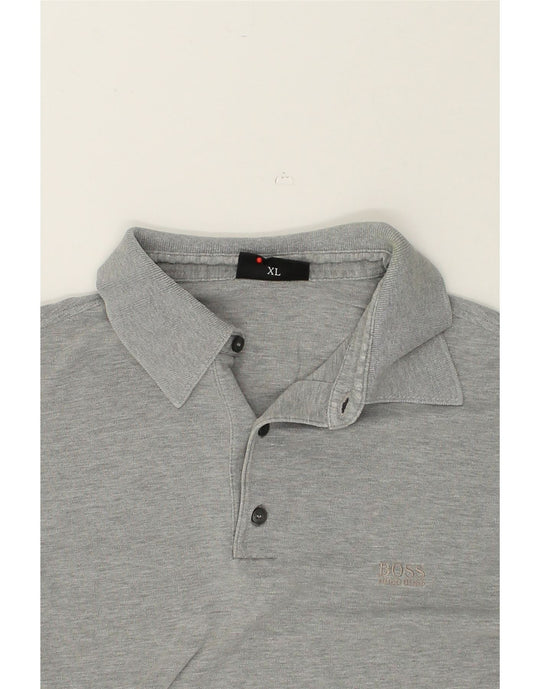 HUGO BOSS Mens Polo Shirt XL Grey Cotton Vintage Second Hand Clothing Online Messina Hembry