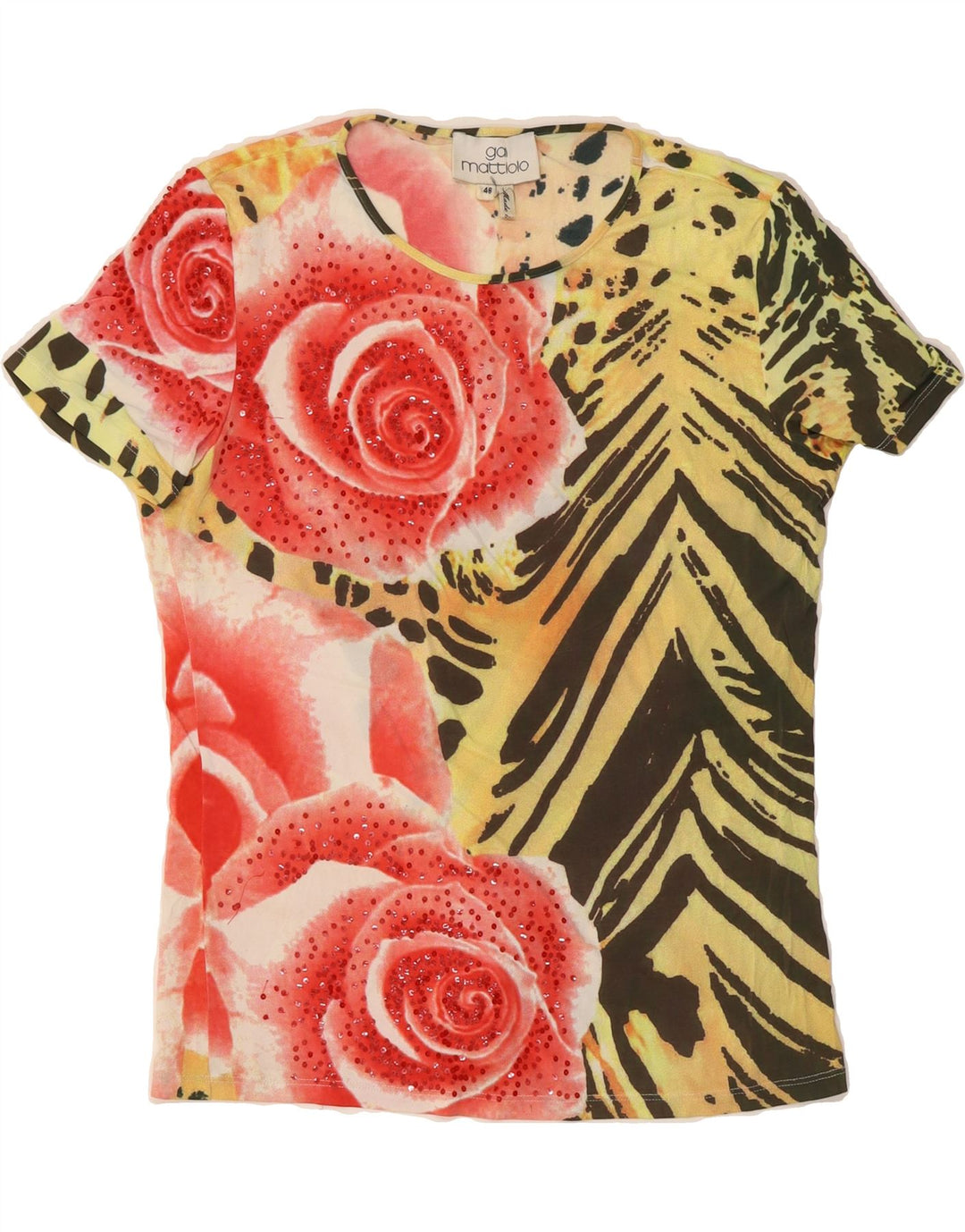 GAI MATTIOLO Womens Graphic Blouse Top IT 46 Large Multicoloured Floral Vintage Gai Mattiolo and Second-Hand Gai Mattiolo from Messina Hembry 