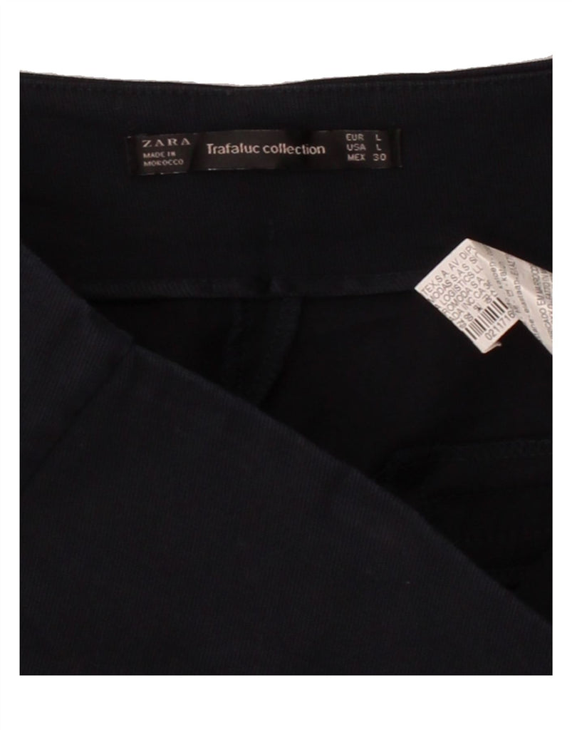 ZARA Womens Trafaluc Straight Cropped Trousers Large W32 L24 Navy Blue Vintage Zara and Second-Hand Zara from Messina Hembry 
