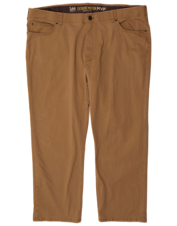 LEE Mens Extreme Motion Relaxed Fit Straight Casual Trousers W48 L29 Beige