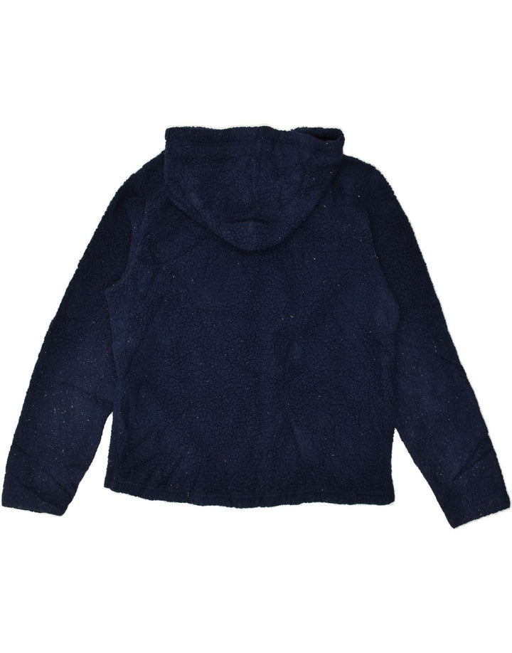 FILA Womens Graphic Hooded Fleece Jumper UK 16 Large Navy Blue Polyester | Vintage Fila | Thrift | Second-Hand Fila | Used Clothing | Messina Hembry 