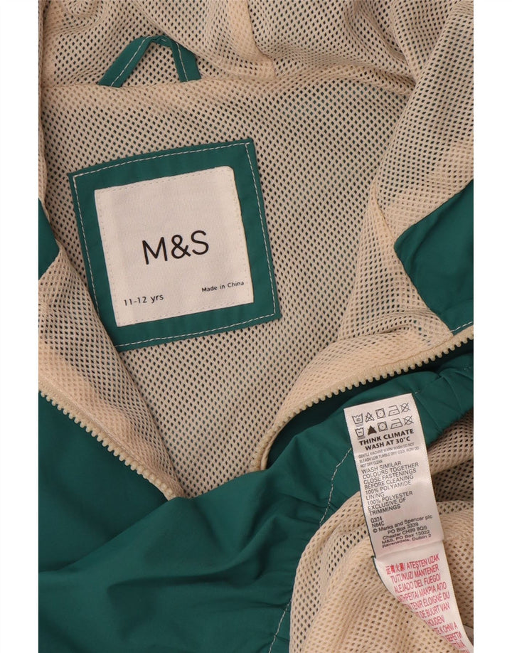 Marks & Spencer Boys Oversized Hooded Rain Jacket 11-12 Years Green
