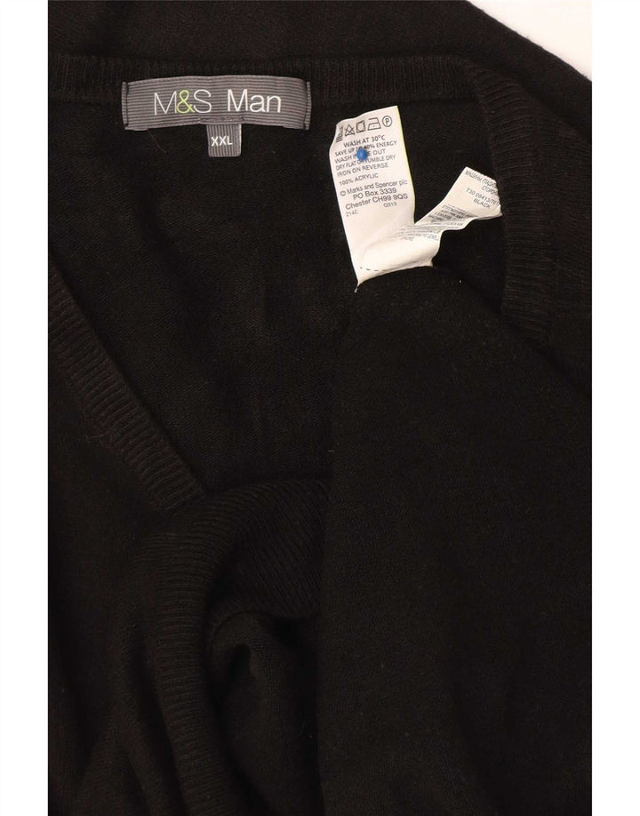 Marks & Spencer Mens V-Neck Jumper Sweater 2XL Black Acrylic