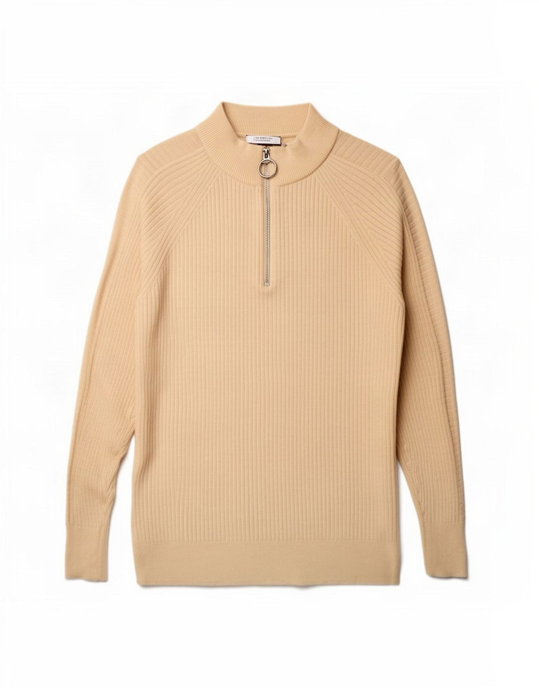 Marks & Spencer Womens Oversized Zip Neck Jumper Sweater UK 10 Small Beige