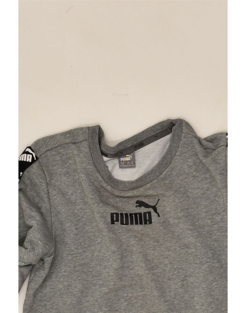 PUMA Girls Graphic Sweatshirt Jumper 11-12 Years Grey Cotton | Vintage Puma | Thrift | Second-Hand Puma | Used Clothing | Messina Hembry 