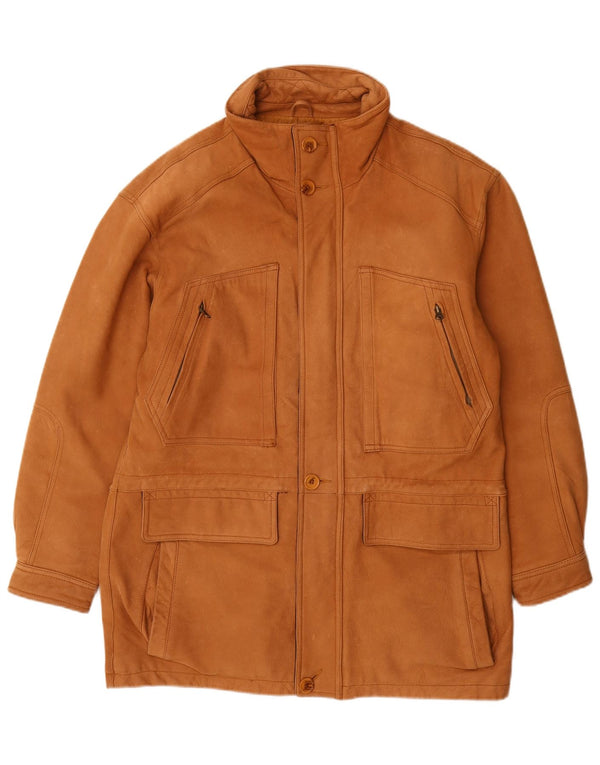 Rover&Lakes Mens Leather Coat IT 46 Small Brown Leather