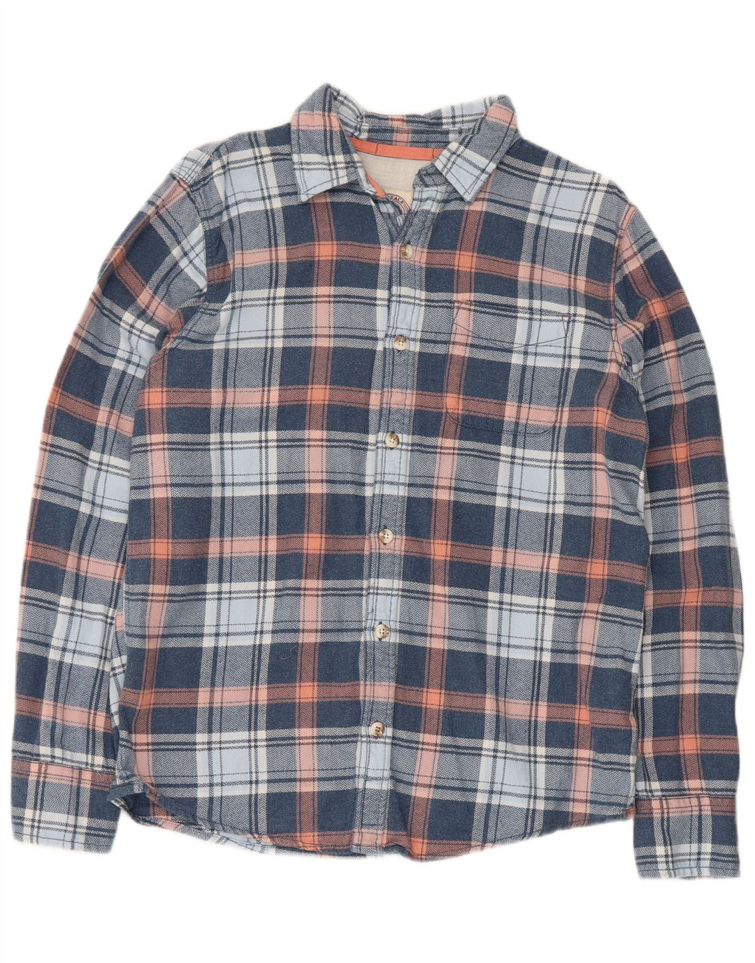 Fat Face Mens Flannel Shirt Small Blue Check Cotton