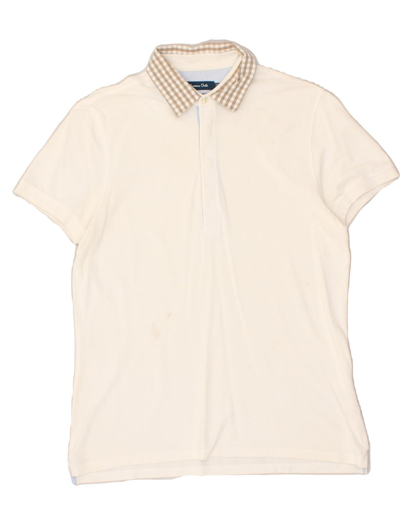 MASSIMO DUTTI Mens Slim Fit Polo Shirt Medium White Cotton | Vintage Massimo Dutti | Thrift | Second-Hand Massimo Dutti | Used Clothing | Messina Hembry 