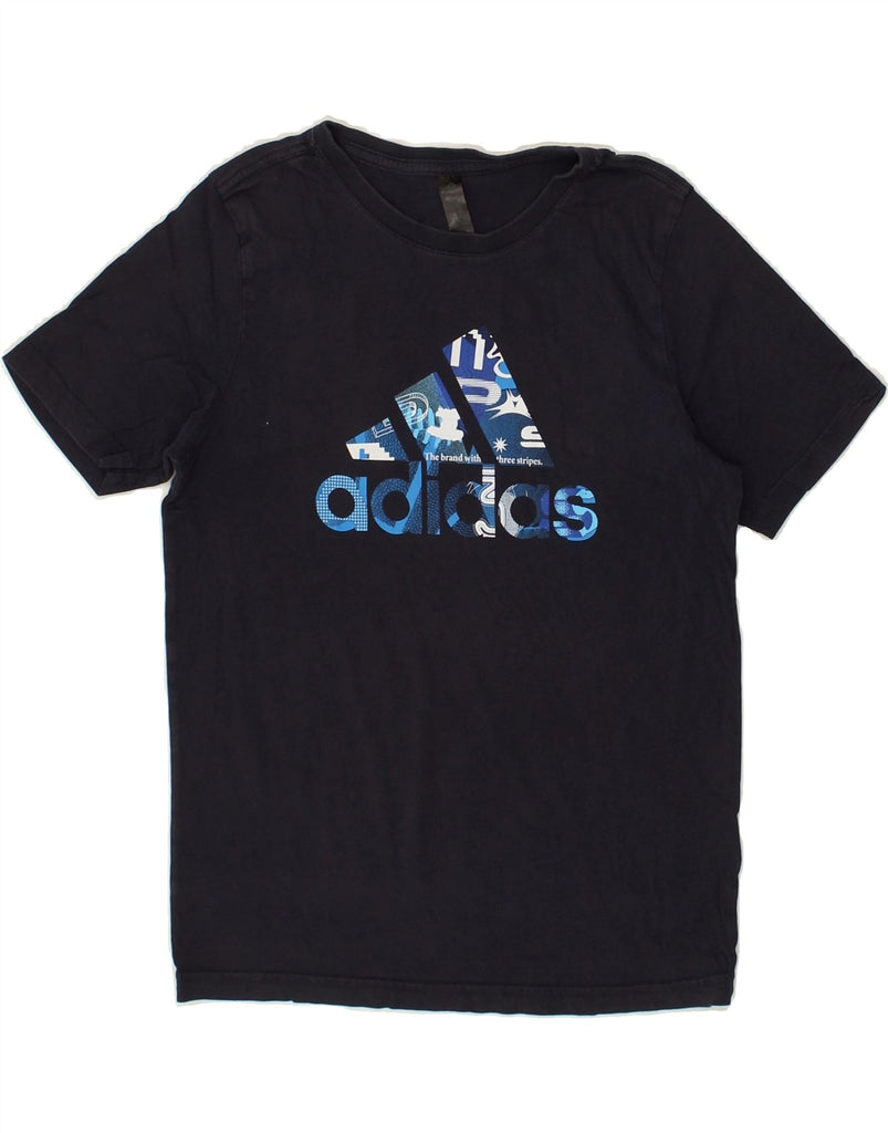 ADIDAS Boys Graphic T-Shirt Top 11-12 Years Navy Blue Cotton | Vintage Adidas | Thrift | Second-Hand Adidas | Used Clothing | Messina Hembry 