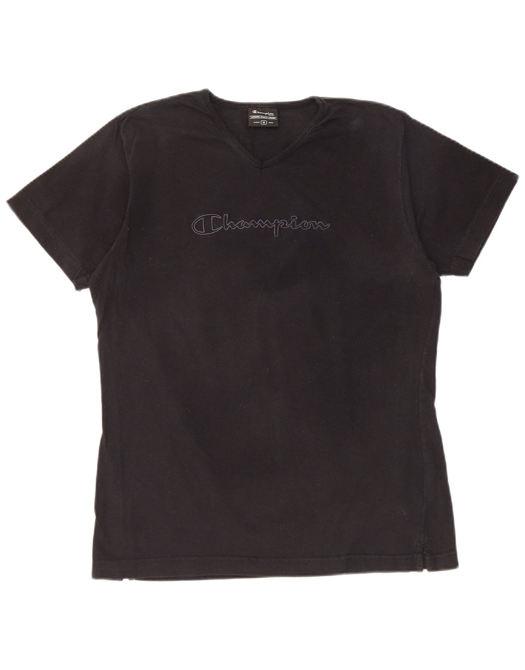 CHAMPION Womens Graphic T-Shirt Top UK 14 Medium Black Cotton