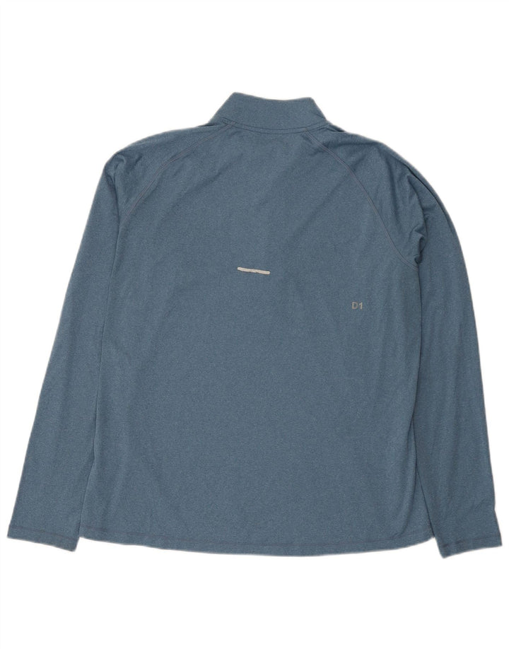 Asics Mens Zip Neck Pullover Tracksuit Top Large Blue Polyester