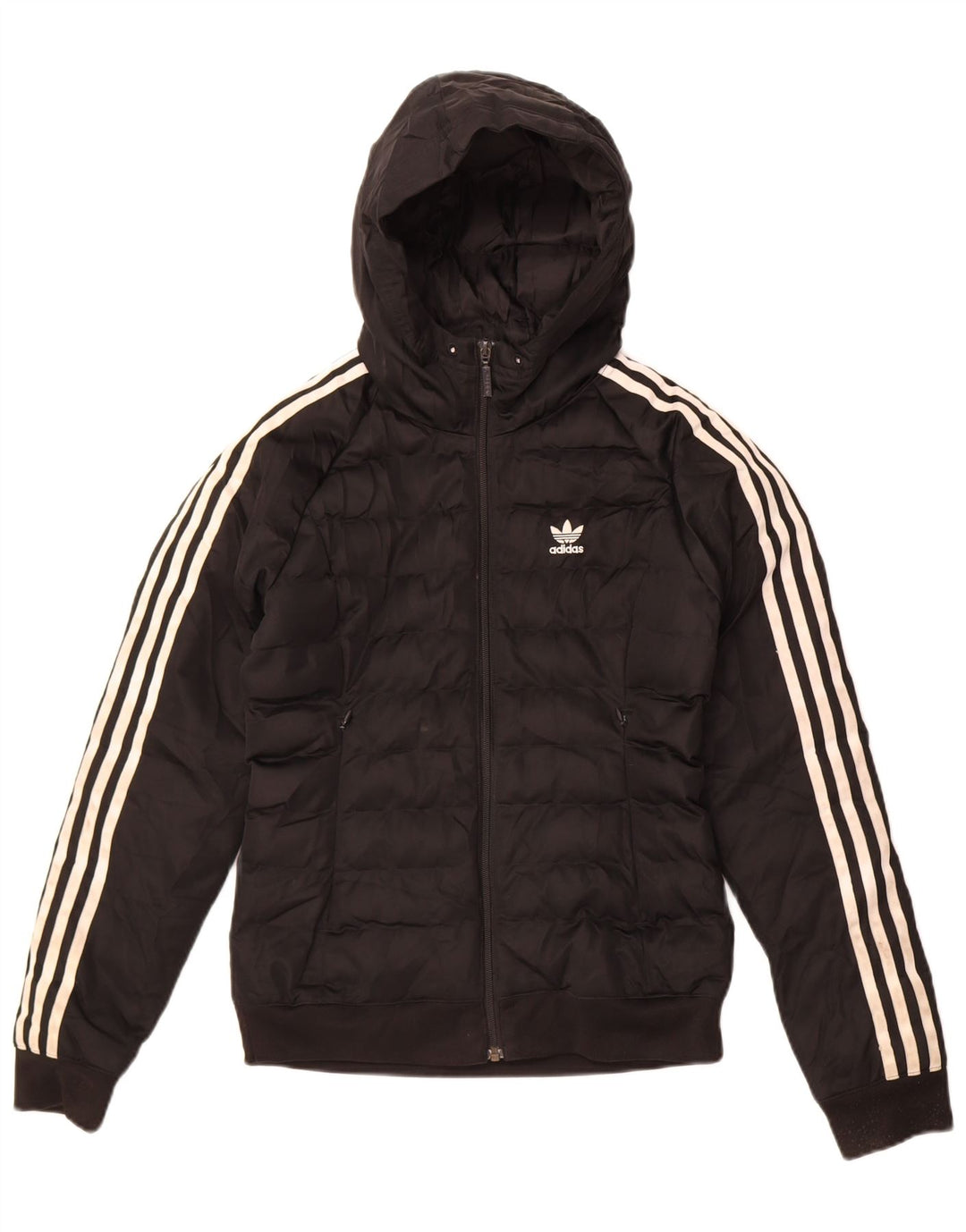 Adidas Womens Hooded Padded Jacket UK 6 XS Black Polyester