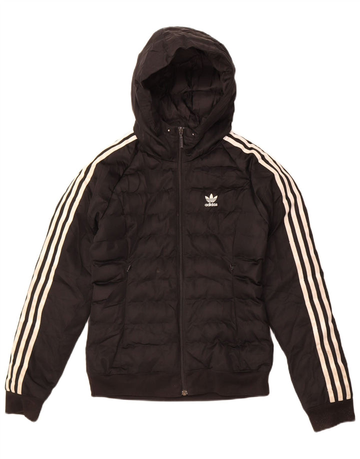 Adidas Womens Hooded Padded Jacket UK 6 XS Black Polyester