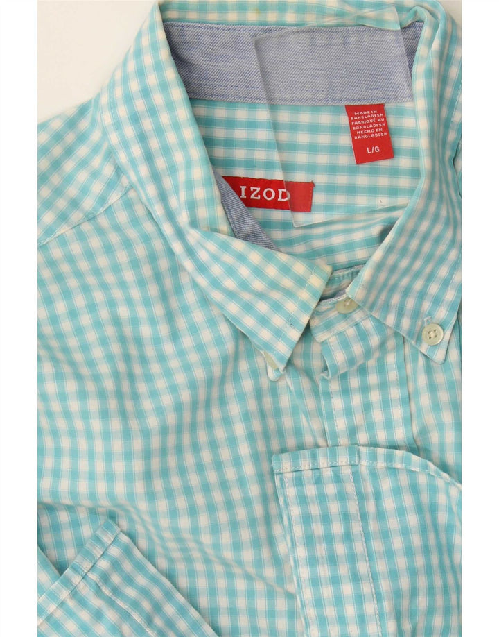 Izod Mens Shirt Large Blue Gingham