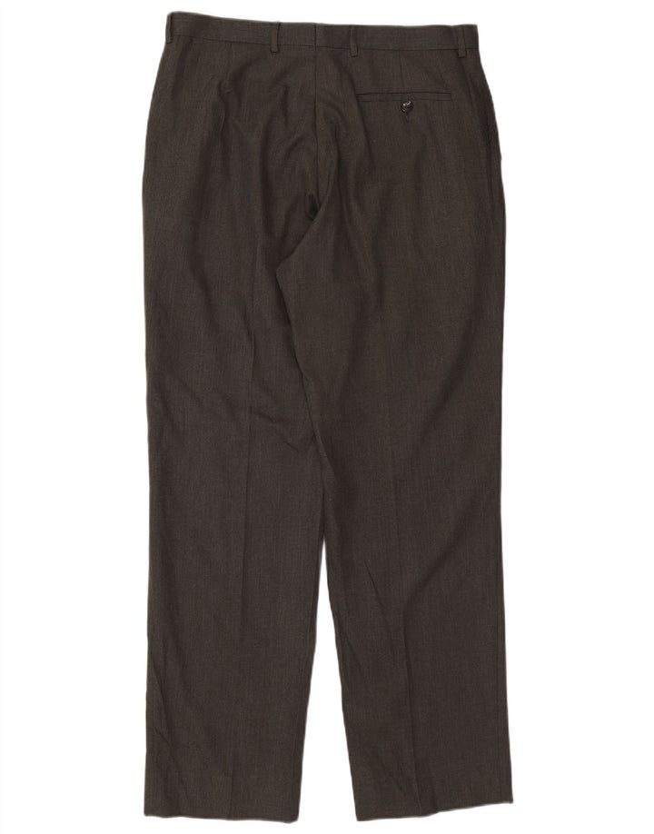 Marks & Spencer Mens Straight Suit Trousers W34 L33 Grey Polyester