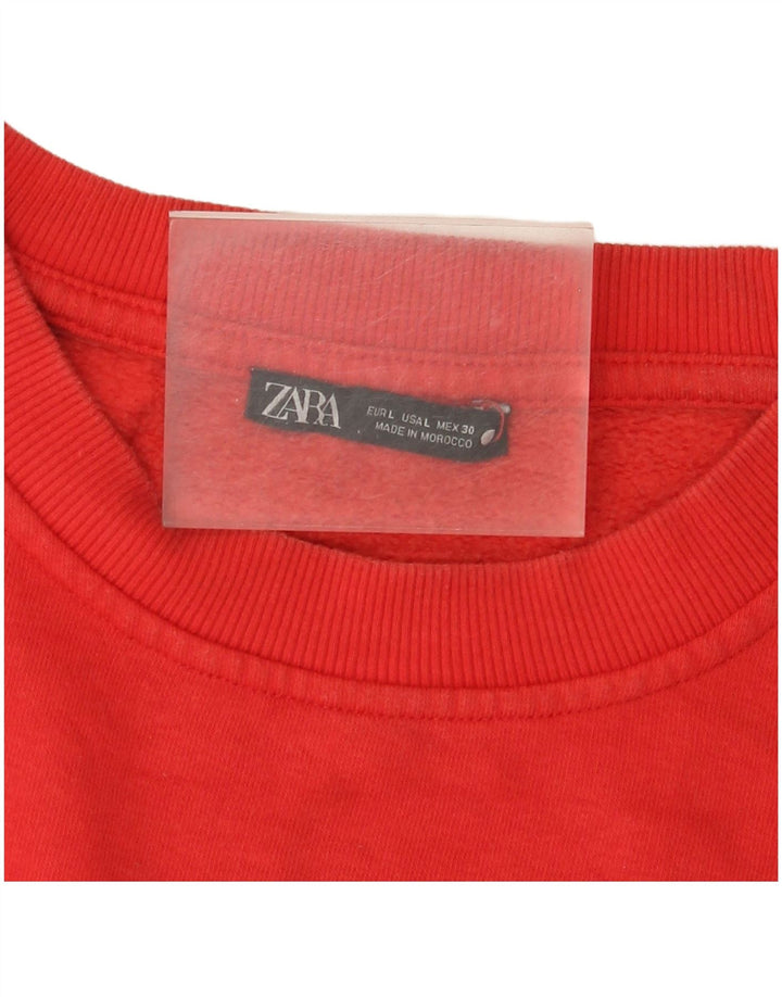 Zara Womens Sweatshirt Jumper UK 16 Large Red