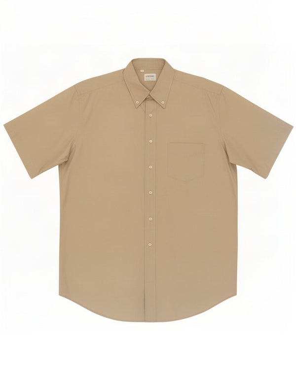 Benetton Mens Short Sleeve Shirt XL Beige Cotton