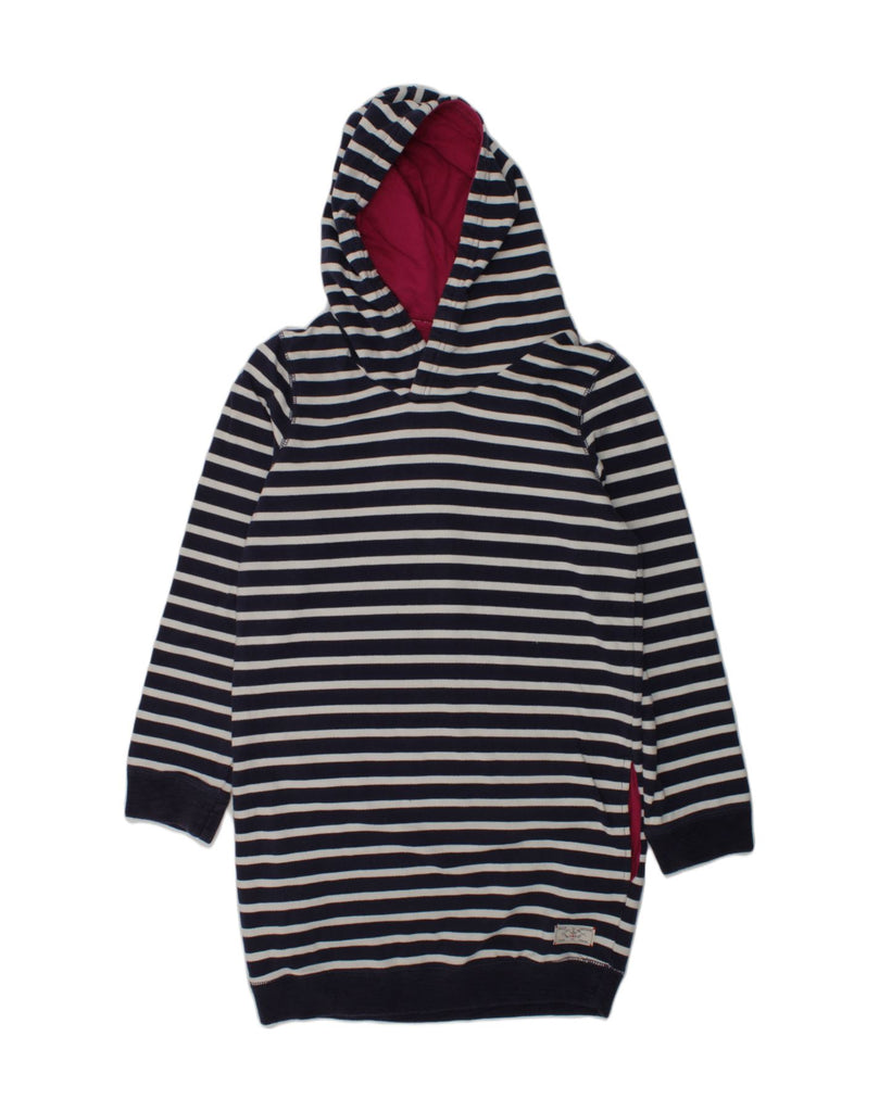 JOULES Girls Hooded Sweatshirt Jumper Dress 11-12 Years Navy Blue Striped | Vintage Joules | Thrift | Second-Hand Joules | Used Clothing | Messina Hembry 