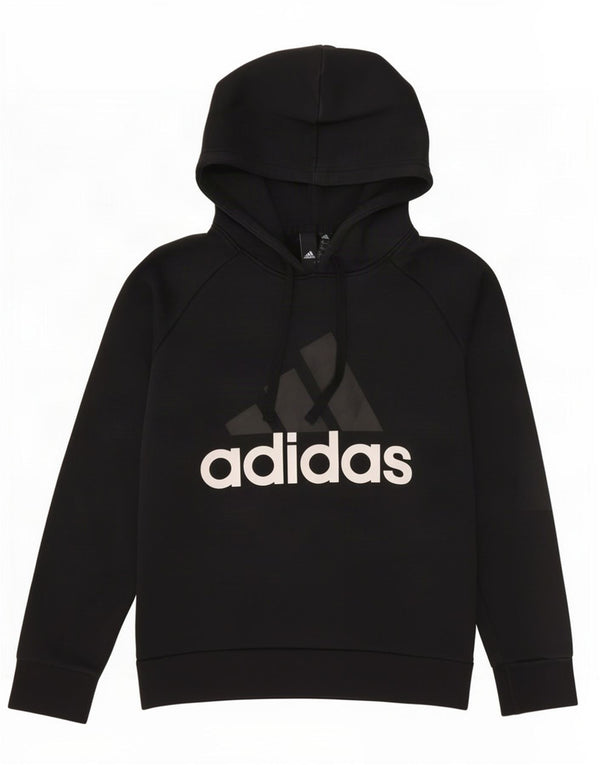 Adidas Womens Graphic Hoodie Jumper UK 12/14 Medium Black Cotton