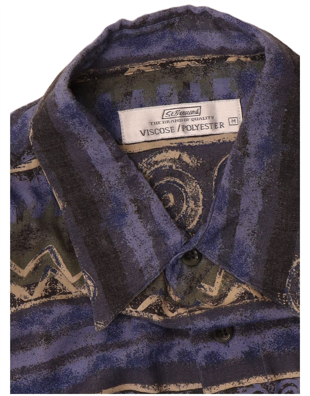 St. Bernard Mens Short Sleeve Shirt Medium Multicoloured Geometric Viscose