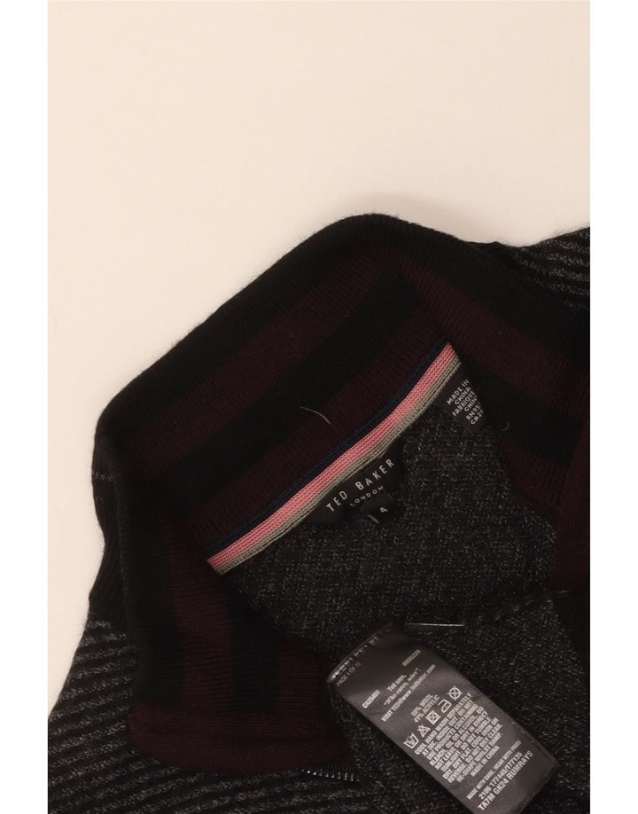 Ted Baker Womens Zip Neck Jumper Sweater Size 4 Large Grey Wool