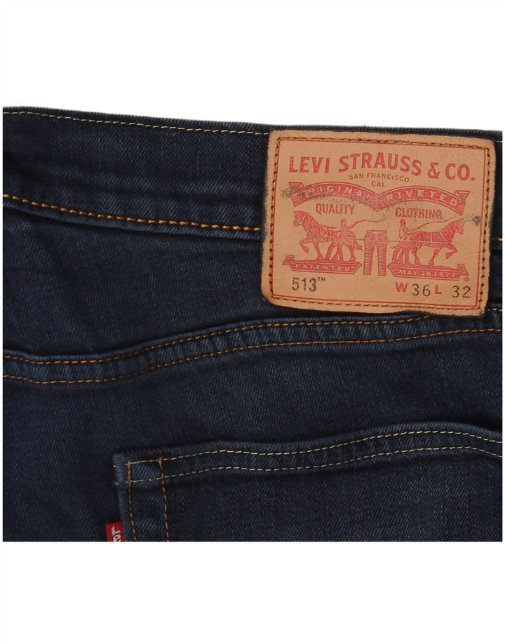 Levi's Mens 513 Slim Straight Jeans W36 L32 Navy Blue Cotton