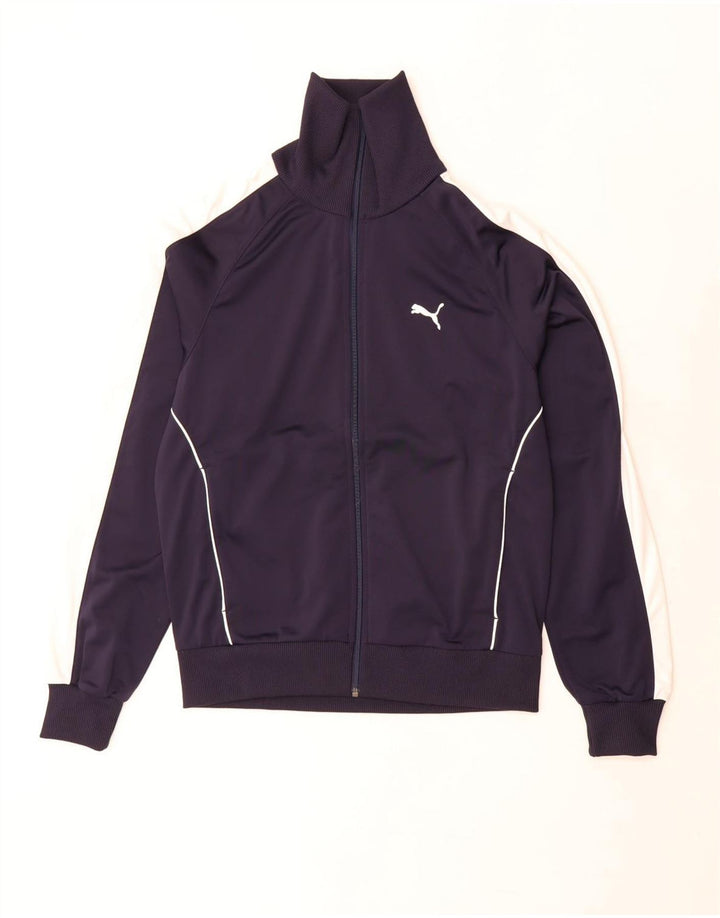 Puma Mens Tracksuit Top Jacket Medium Navy Blue Colourblock Polyester