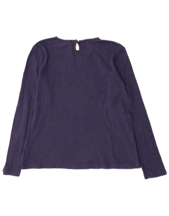 Joules Womens Top Long Sleeve UK 16 Large  Navy Blue Cotton
