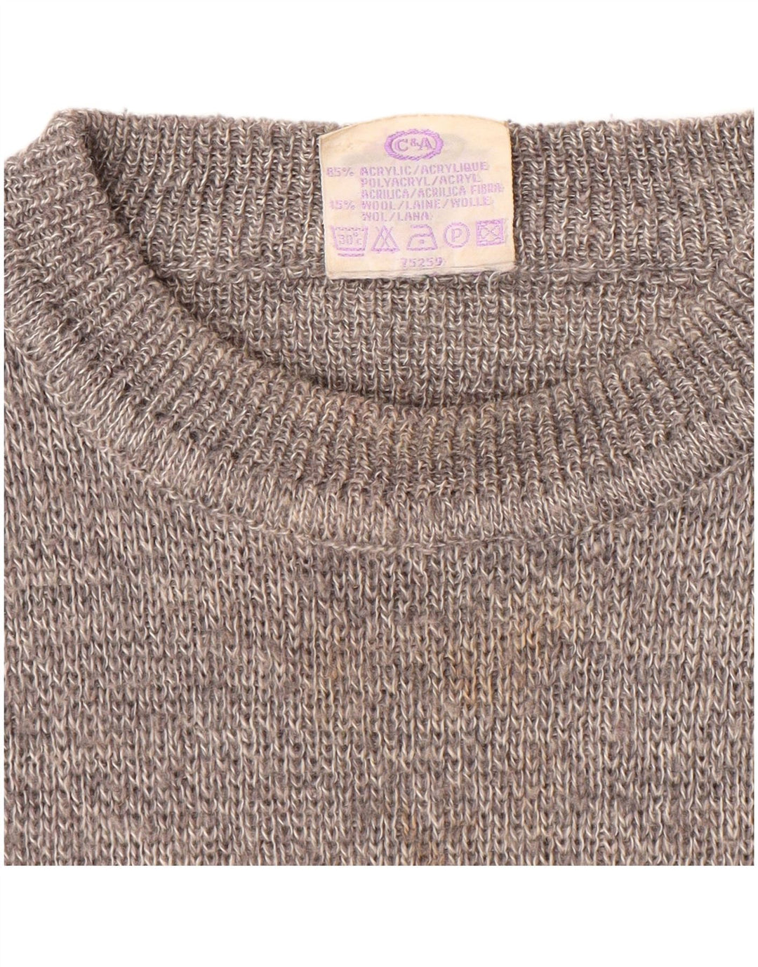 New Fast Mens Crew Neck Jumper Sweater EU 48/50 Medium Grey Striped Acrylic