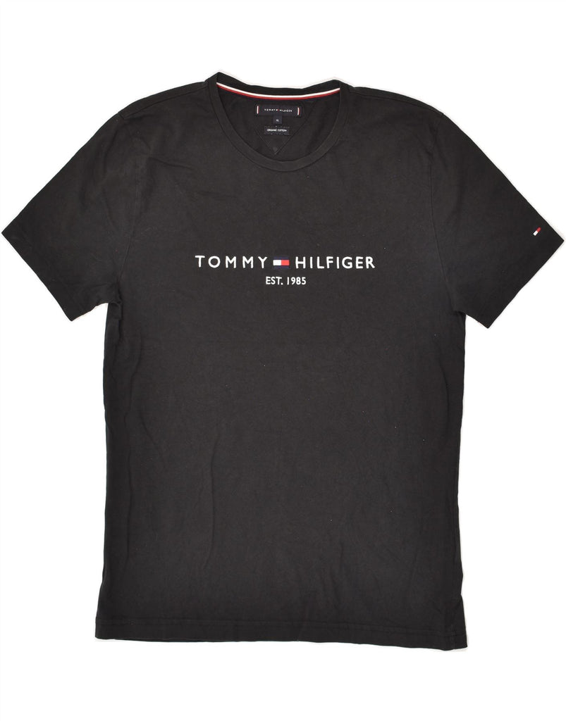 TOMMY HILFIGER Mens Graphic T-Shirt Top XL Black Cotton | Vintage Tommy Hilfiger | Thrift | Second-Hand Tommy Hilfiger | Used Clothing | Messina Hembry 