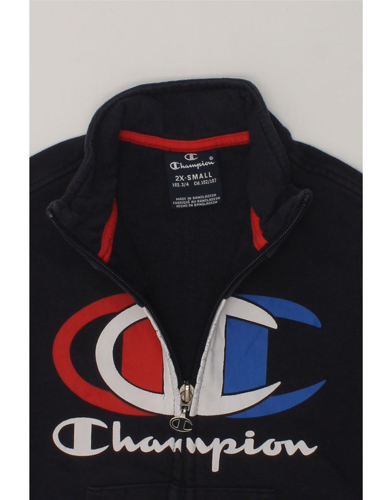 CHAMPION Boys Graphic Tracksuit Top Jacket 3-4 Years 2XS Navy Blue Cotton | Vintage Champion | Thrift | Second-Hand Champion | Used Clothing | Messina Hembry 