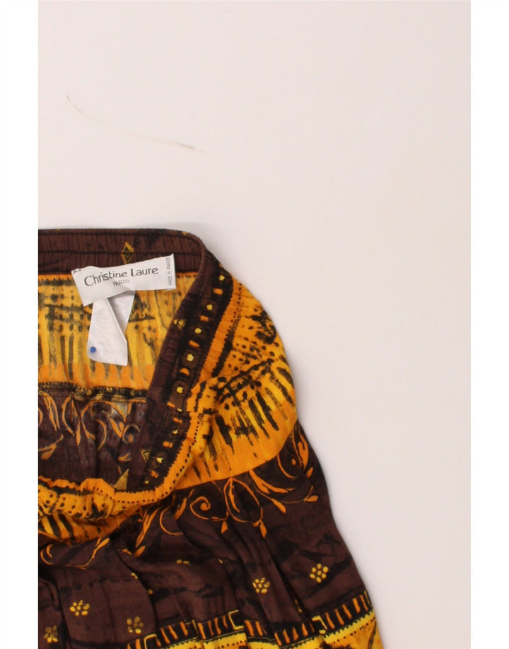 VINTAGE Womens Abstract Pattern Gypsy Skirt EU 42 Large W32 Yellow Vintage Vintage and Second-Hand Vintage from Messina Hembry 