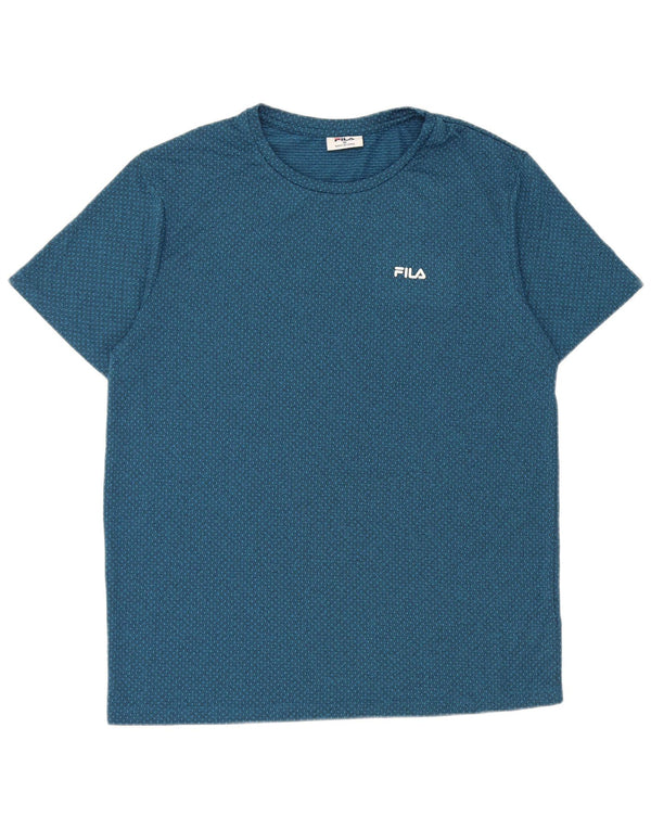 Fila Mens T-Shirt Top Medium Blue Spotted Polyester