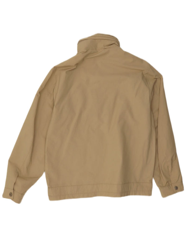 Wampum Mens Hooded Bomber Jacket UK 40 Large Beige Cotton
