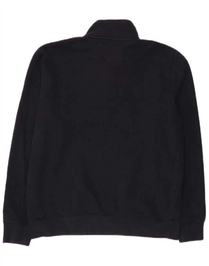 Tommy Hilfiger Mens Graphic Zip Neck Sweatshirt Jumper Medium Navy Blue