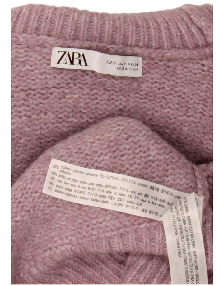 Zara Womens Oversized Roll Neck Jumper Sweater UK 10 Small Pink Flecked