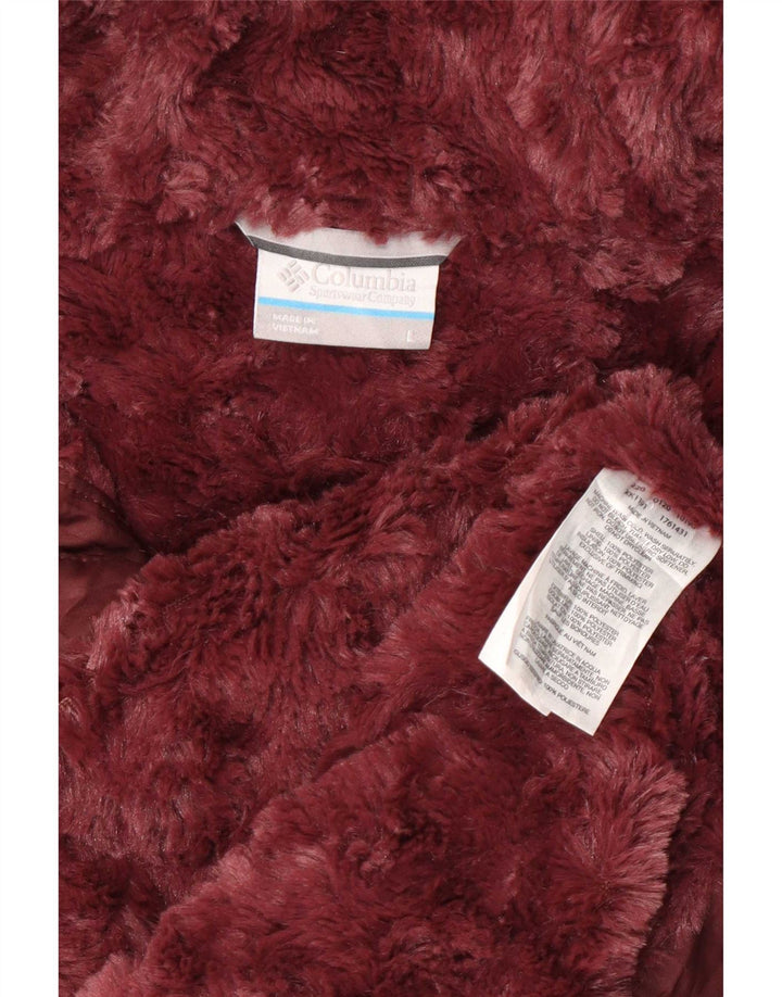Columbia Womens Hooded Quilted Jacket UK 14 Large Burgundy Polyester