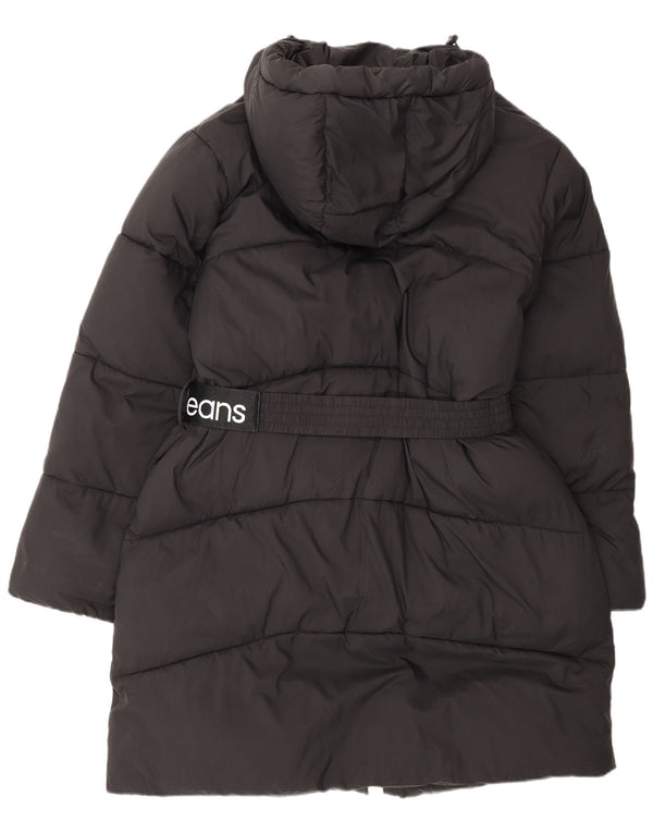 Calvin Klein Jeans Womens Graphic Hooded Padded Coat UK 16 Large Black