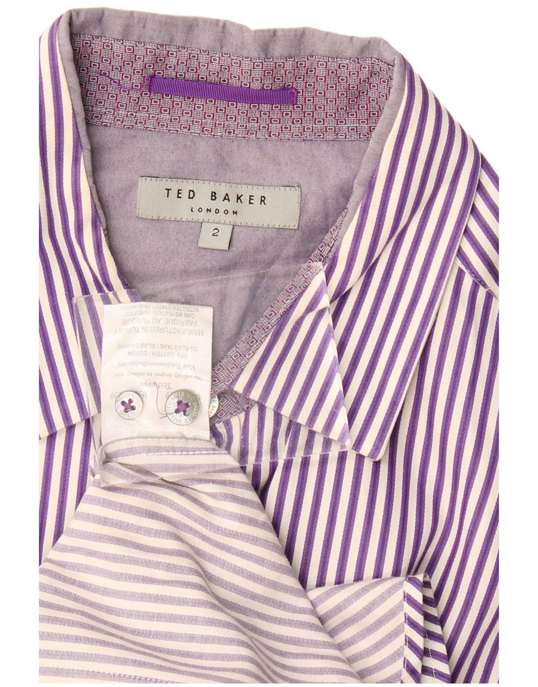 TED BAKER Mens Shirt Size 2 Small Purple Pinstripe Cotton