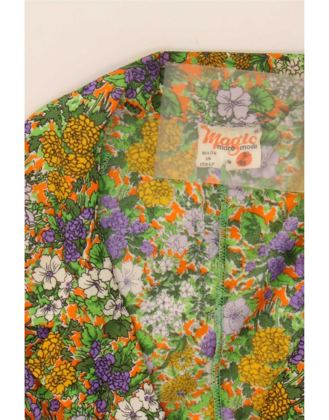 Magic Womens Short Sleeve Shirt Blouse US 3 Small Multicoloured Floral
